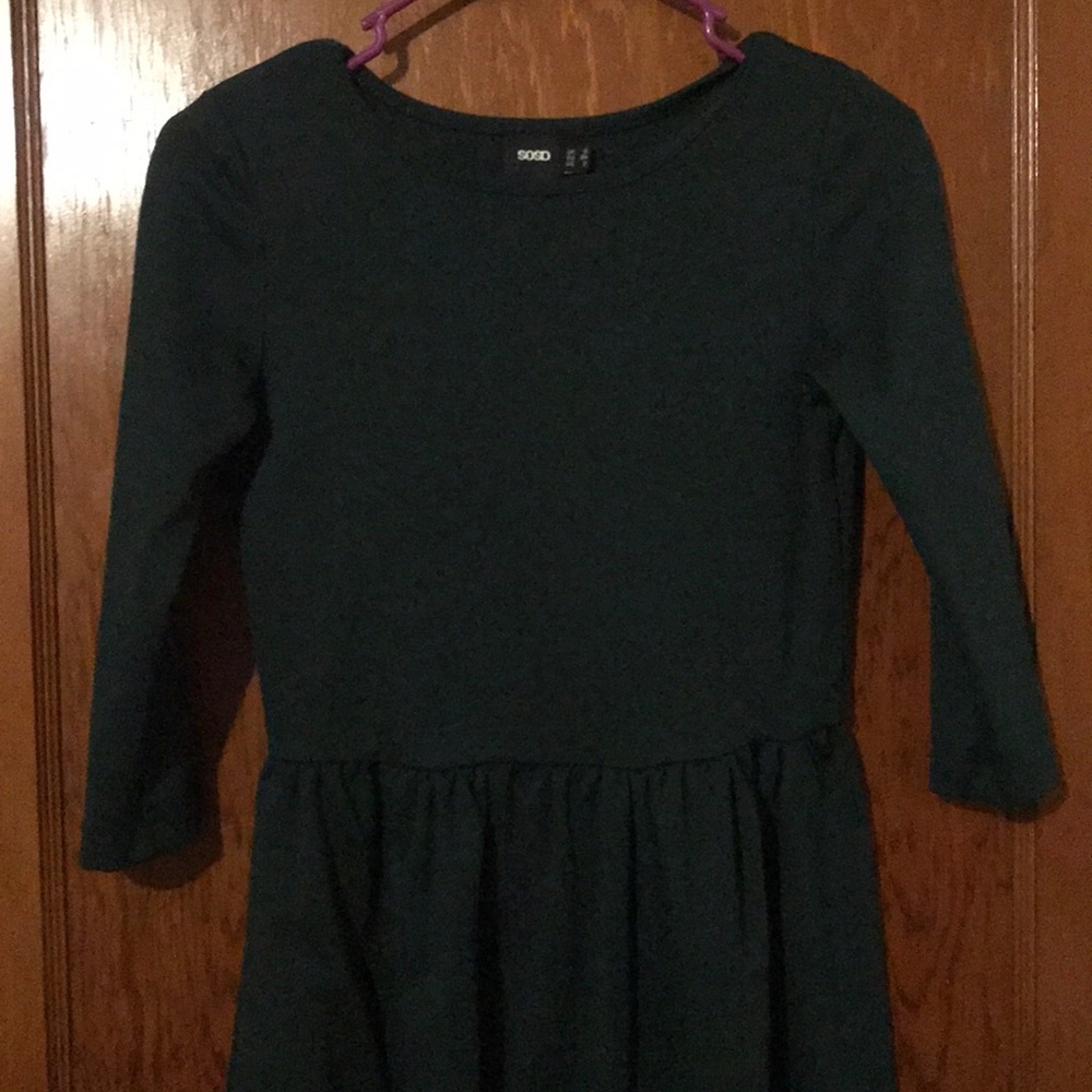 Teal green elbow length dress